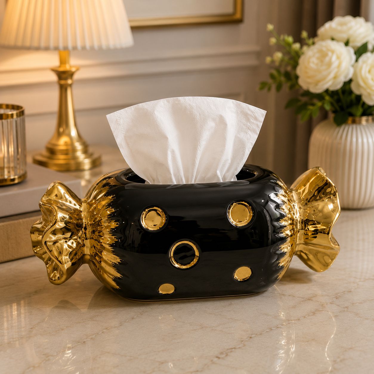 Toffee Bow Case - Luxury Ceramic Tissue Box