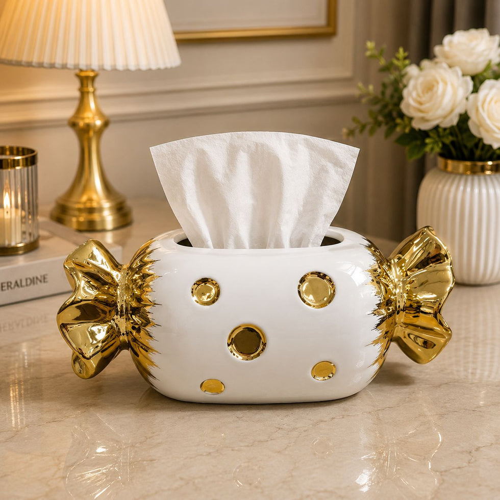Toffee Bow Case - Luxury Ceramic Tissue Box
