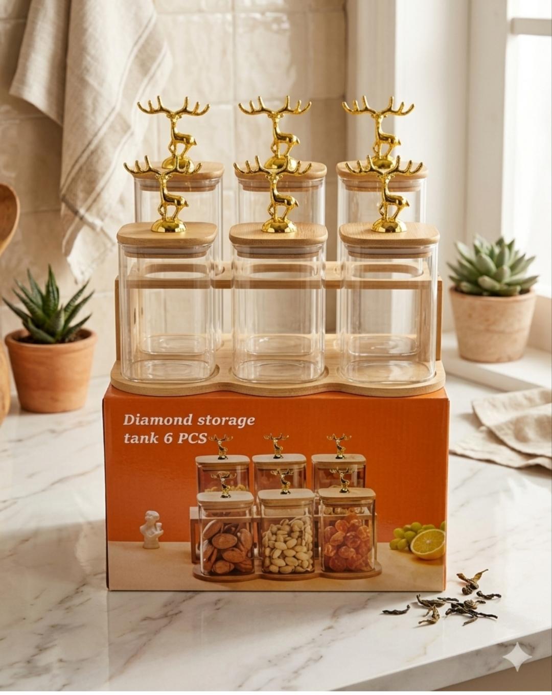 Multi-Tier Canisters - Luxury Glass Jar Set with Wooden Stand