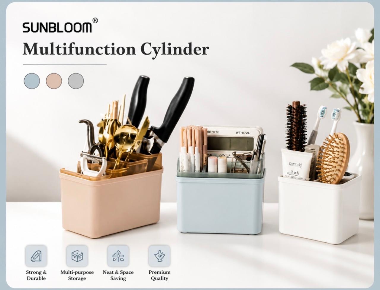 Multifunction Cylinder Caddy | Premium Wide Countertop Organizer