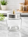 Crystal-Top Glass Canister | Premium Square Storage Jar