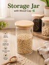 Glass Canisters - Premium Borosilicate Storage Jars with Wooden Lid