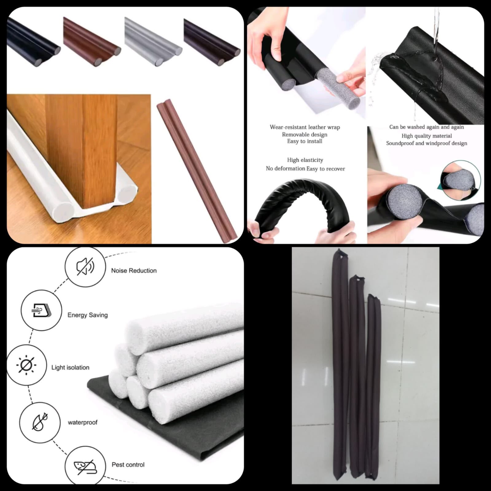 Premium Leatherette Door Draft Stopper - Double-Sided Foam Seal