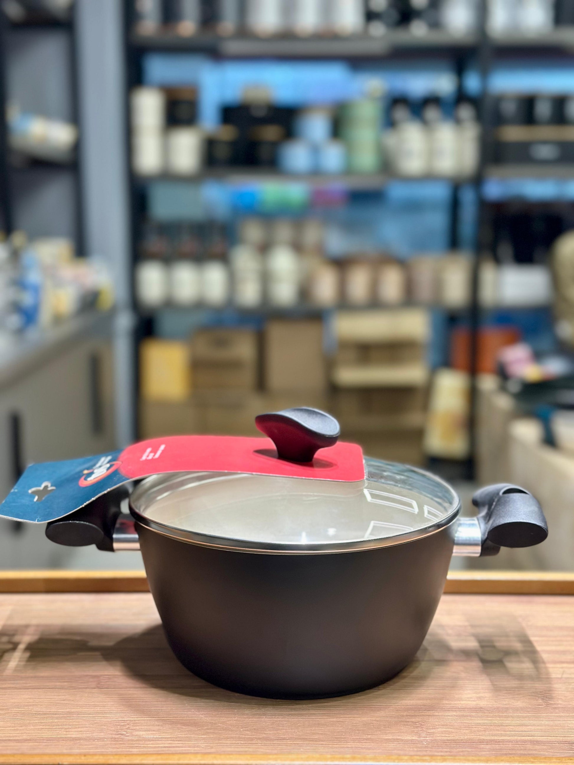 TVS Italy Ceramic Coated Cooking Pot 20cm | Premium Casserole with Glass Lid