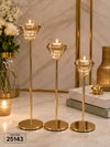 Elegant Crystal Gold Pillar Candle Holder Set