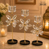 Crystal Flower Metal Candle Holder Set | Luxury Table Decor