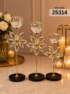 Crystal Flower Metal Candle Holder Set | Luxury Table Decor