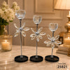 Crystal Flower Metal Candle Holder Set | Luxury Table Decor