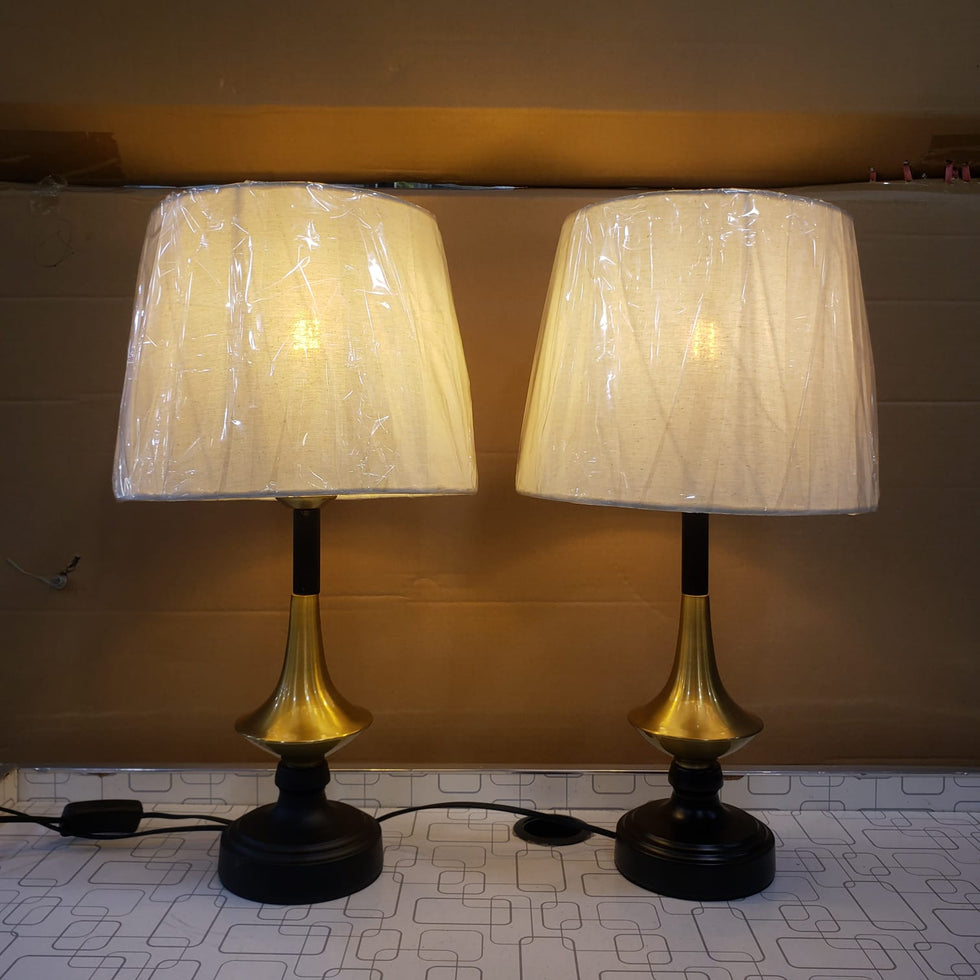Elegant Hourglass Brass & Matte Black Table Lamp (each)
