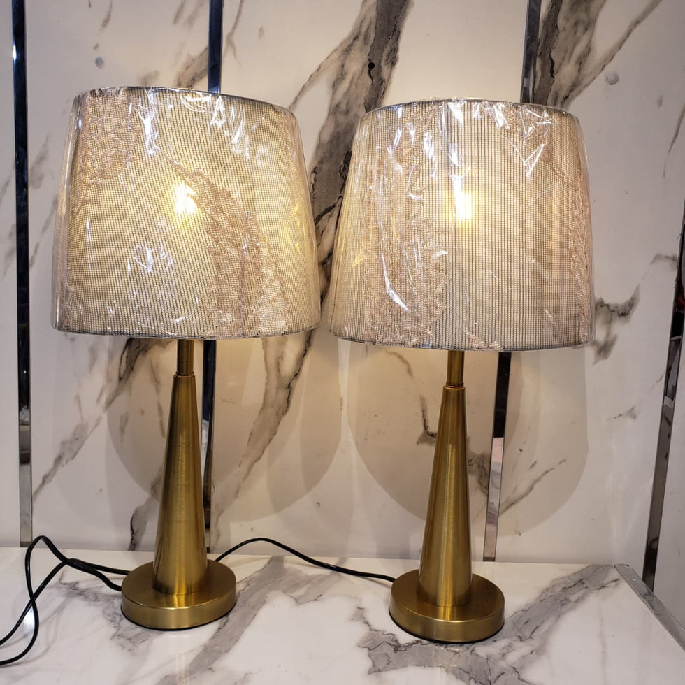 Modern Tapered Metallic Gold Bedside Lamp (each)