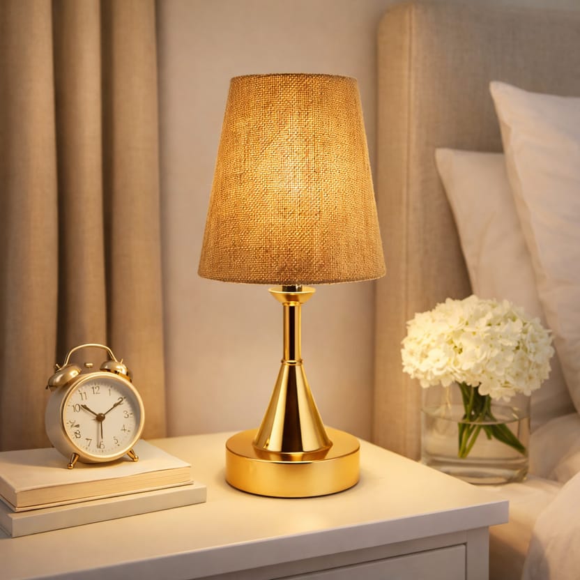 Metallic Gold Bedside Accent Lamp