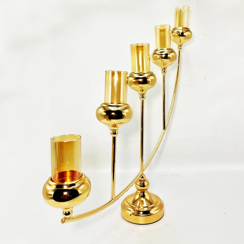 Luxury 5-Cup Curved Gold Candelabra - Elegant Candle Stand