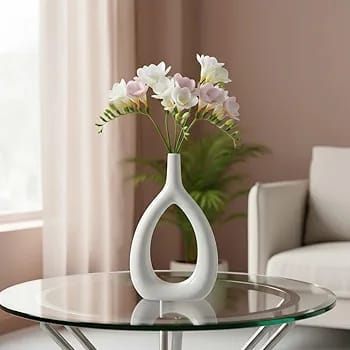Oval Geometric Ceramic Bud Vase