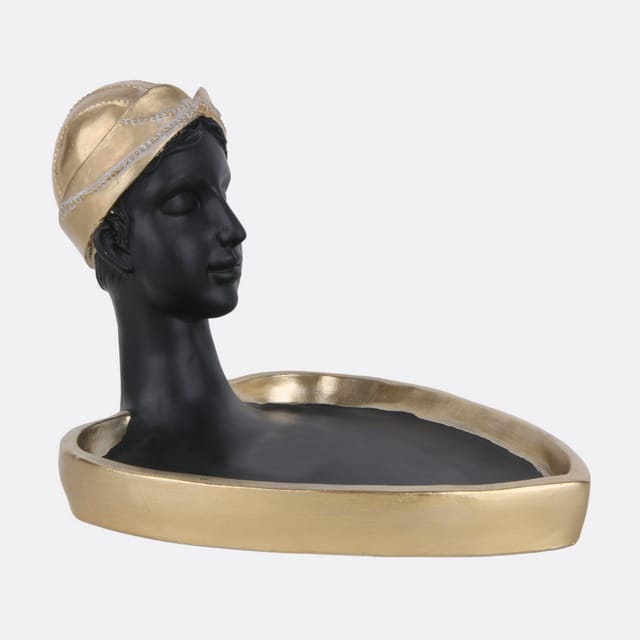 African Lady Bust Key & Trinket Bowl Platter