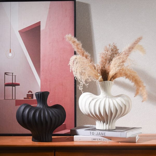 Modern Ribbed Origami-Style PVC Flower Vase