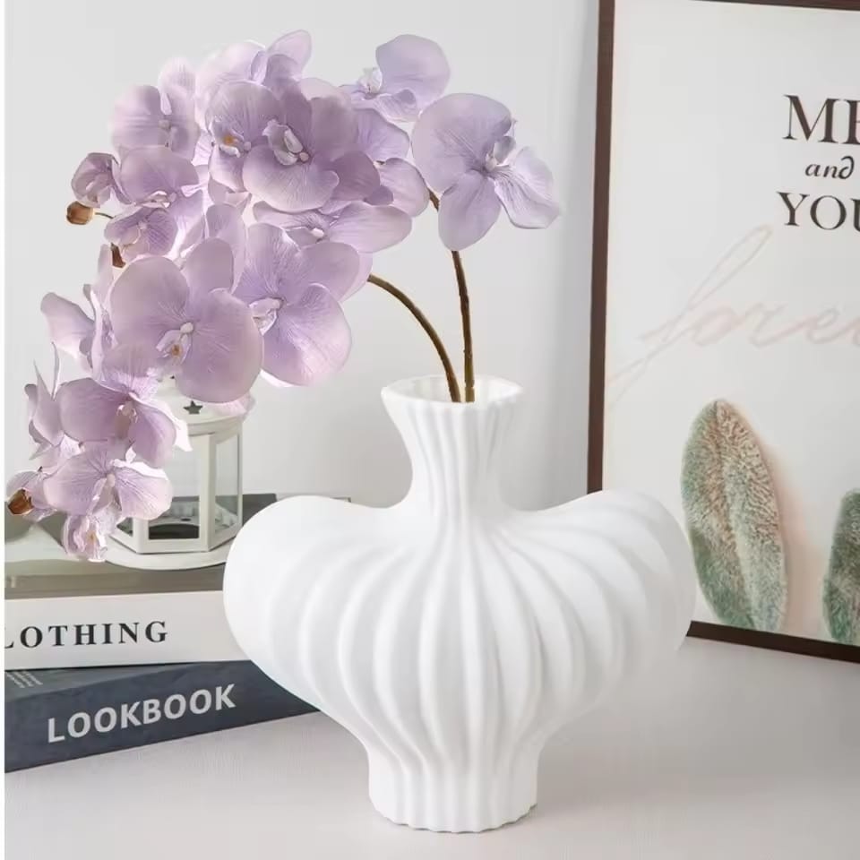 Modern Ribbed Origami-Style PVC Flower Vase