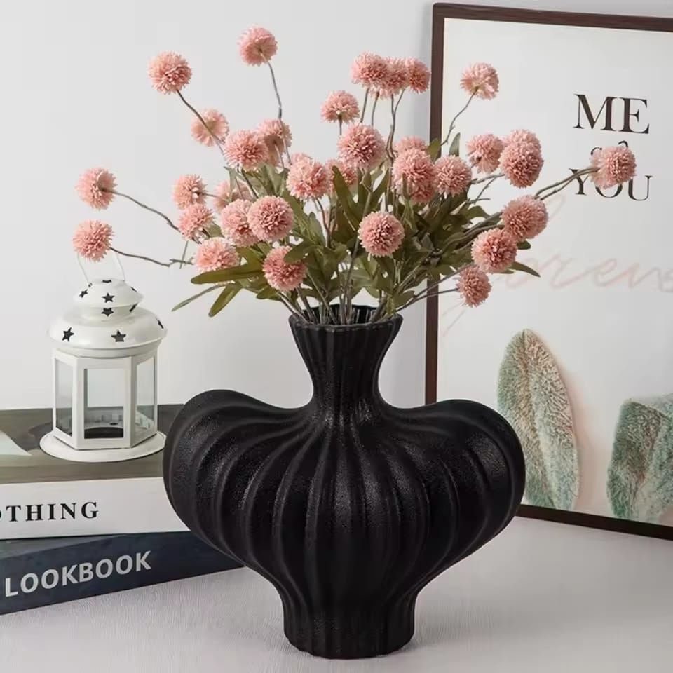 Modern Ribbed Origami-Style PVC Flower Vase