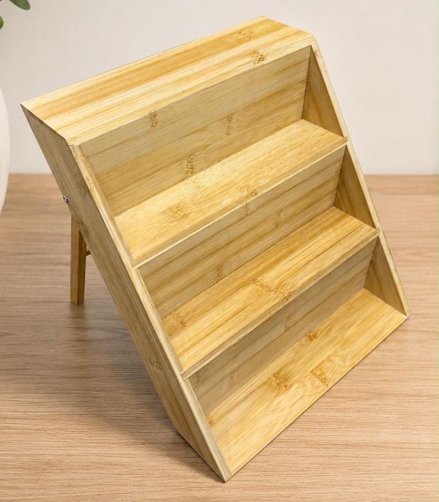 Foldable 3-Tier Bamboo Spice Rack Organizer