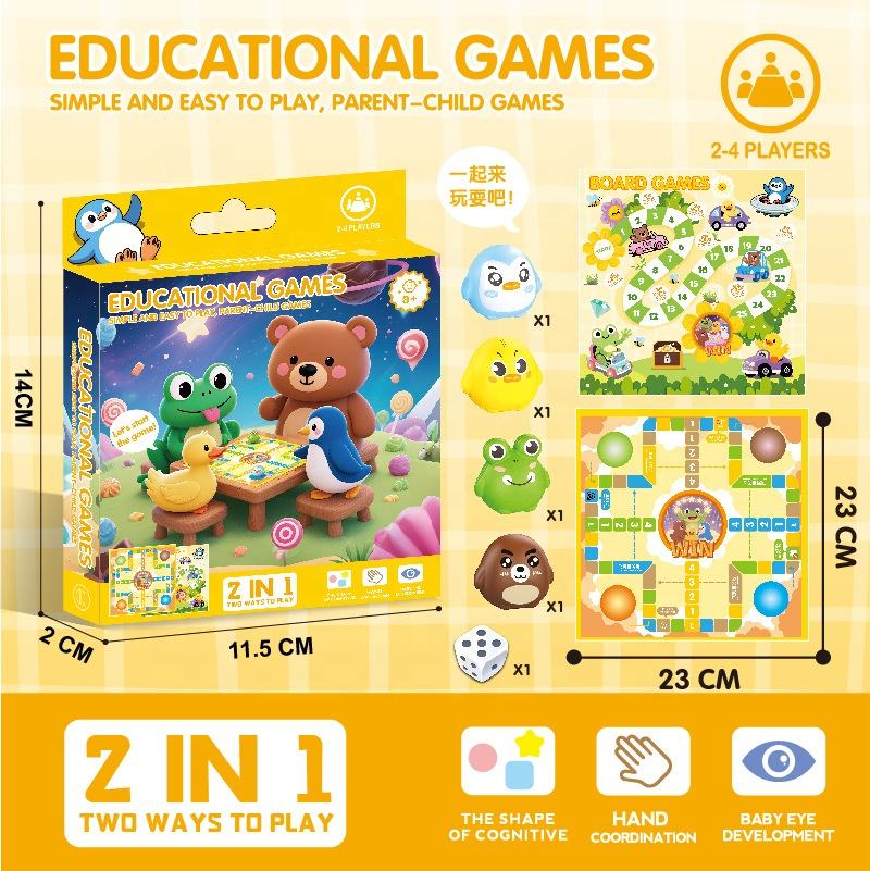 2-in-1 Educational Children's Ludo Board Game