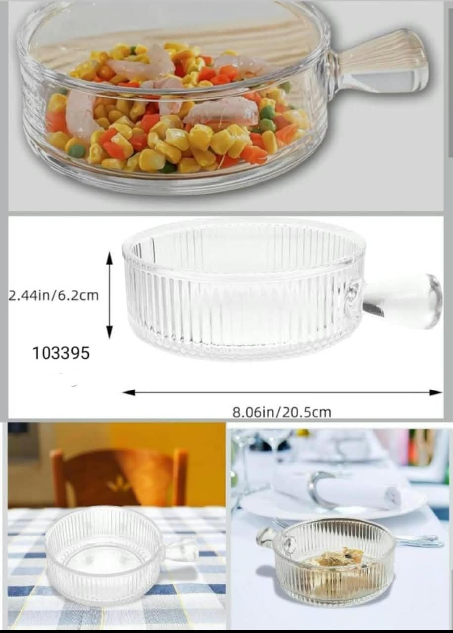 Glass Bowl with Handle – Premium Serving Bowl