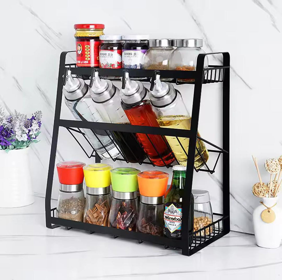 3-Tier Angled Spice & Bottle Kitchen Storage Rack