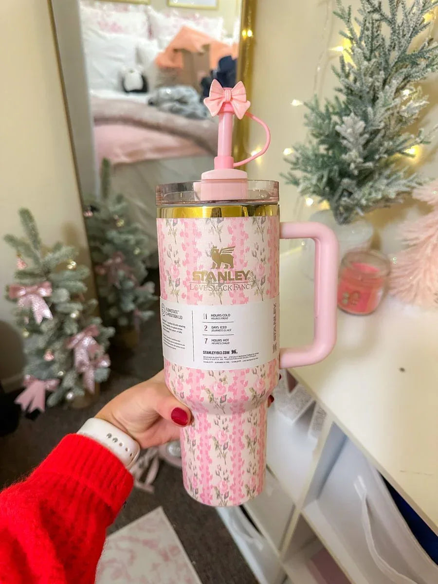 Stainless Steel Flower Tumbler - Floral Design, Durable & Stylish (1.18L) - Clarify.pk