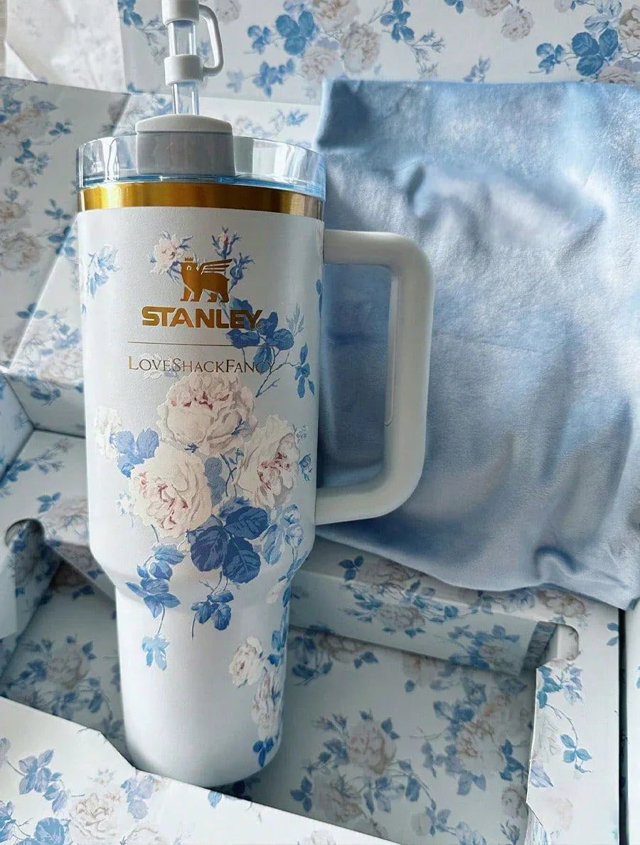 Stainless Steel Flower Tumbler - Floral Design, Durable & Stylish (1.18L) - Clarify.pk