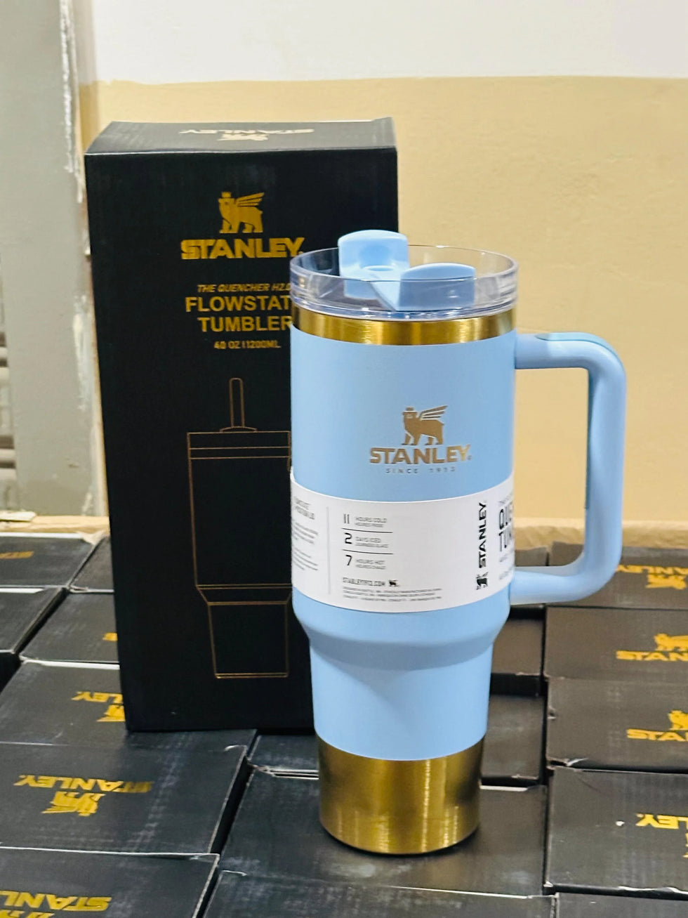 Stanley 40oz FlowState Tumbler – Blue & Gold Edition (Premium Quality) - Clarify.pk