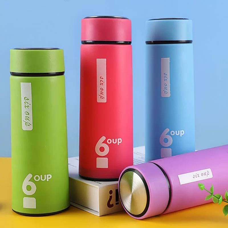 6 Cup Printed Plastic Water Bottle – 450ml Leak-Proof Design (Random color)