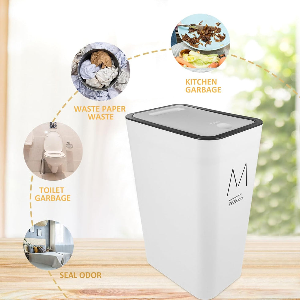 Ultra-Slim Plastic Rubbish Bin – Space-Saving Waste Basket with Secure Click GH