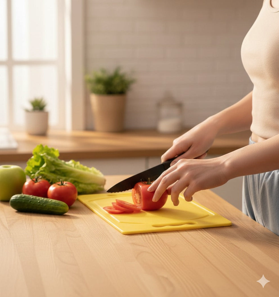 2-in-1 Vegetable Cutting Board with Built-in Knife