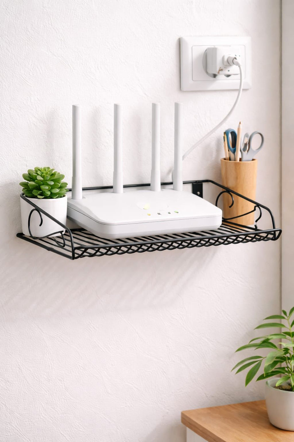 Metal WiFi Router Wall Shelf – Space-Saving Mount