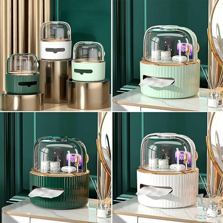 Premium Vanity Organizer - Tissue Box & Skincare Showcase with Acrylic Door