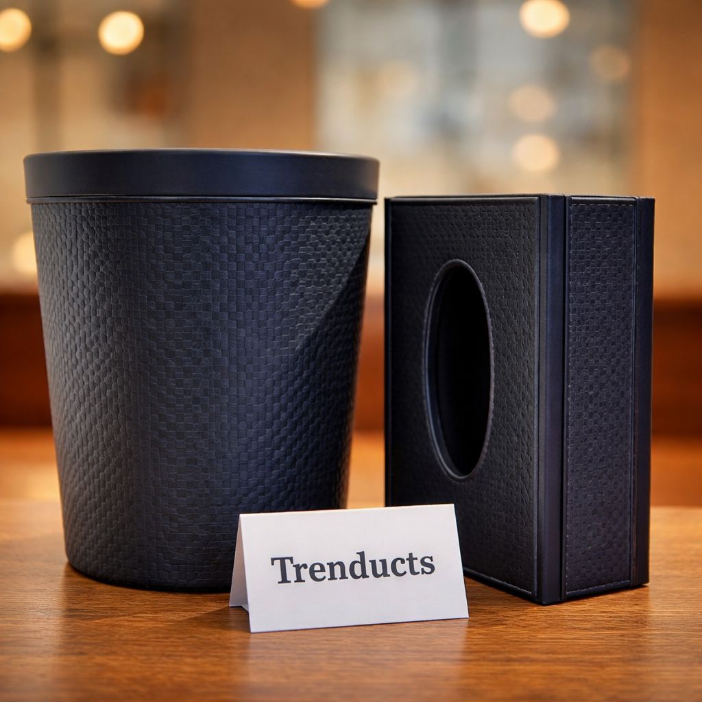 Premium Leatherette Tissue Dispenser With Dustbin