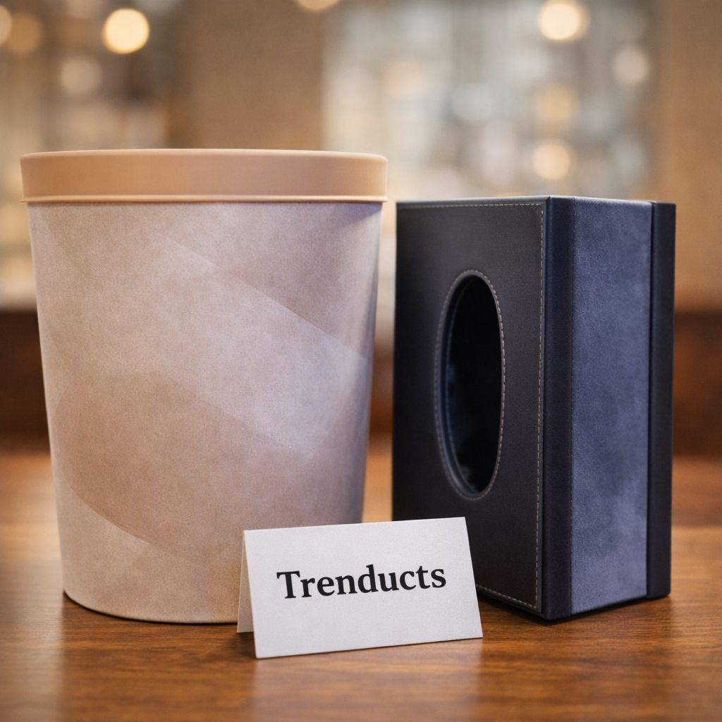 Leather Suite – Veined Off-White Waste Bin with Charcoal Grey Vintage Tissue Vault