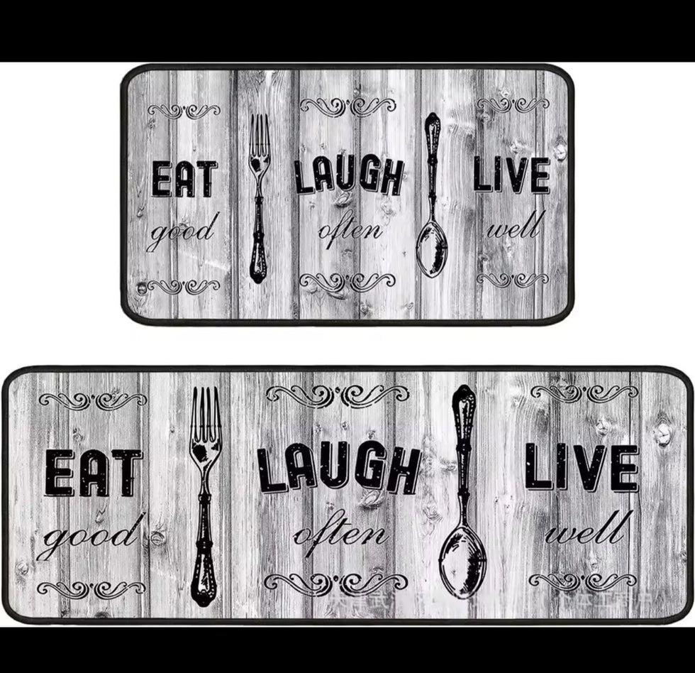 2pc Kitchen Runner Mat Set – Non-Slip Decor