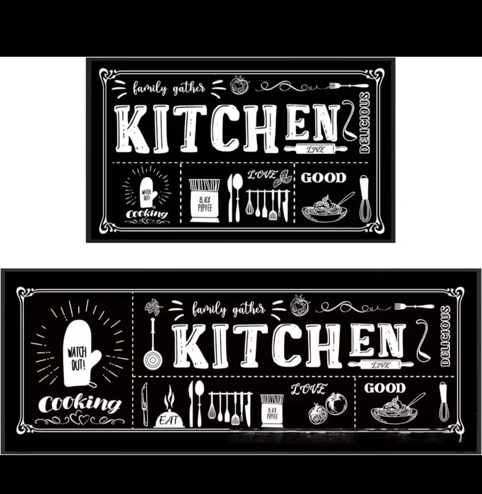 2pc Chalkboard Style Kitchen Runner – Non-Slip Mats