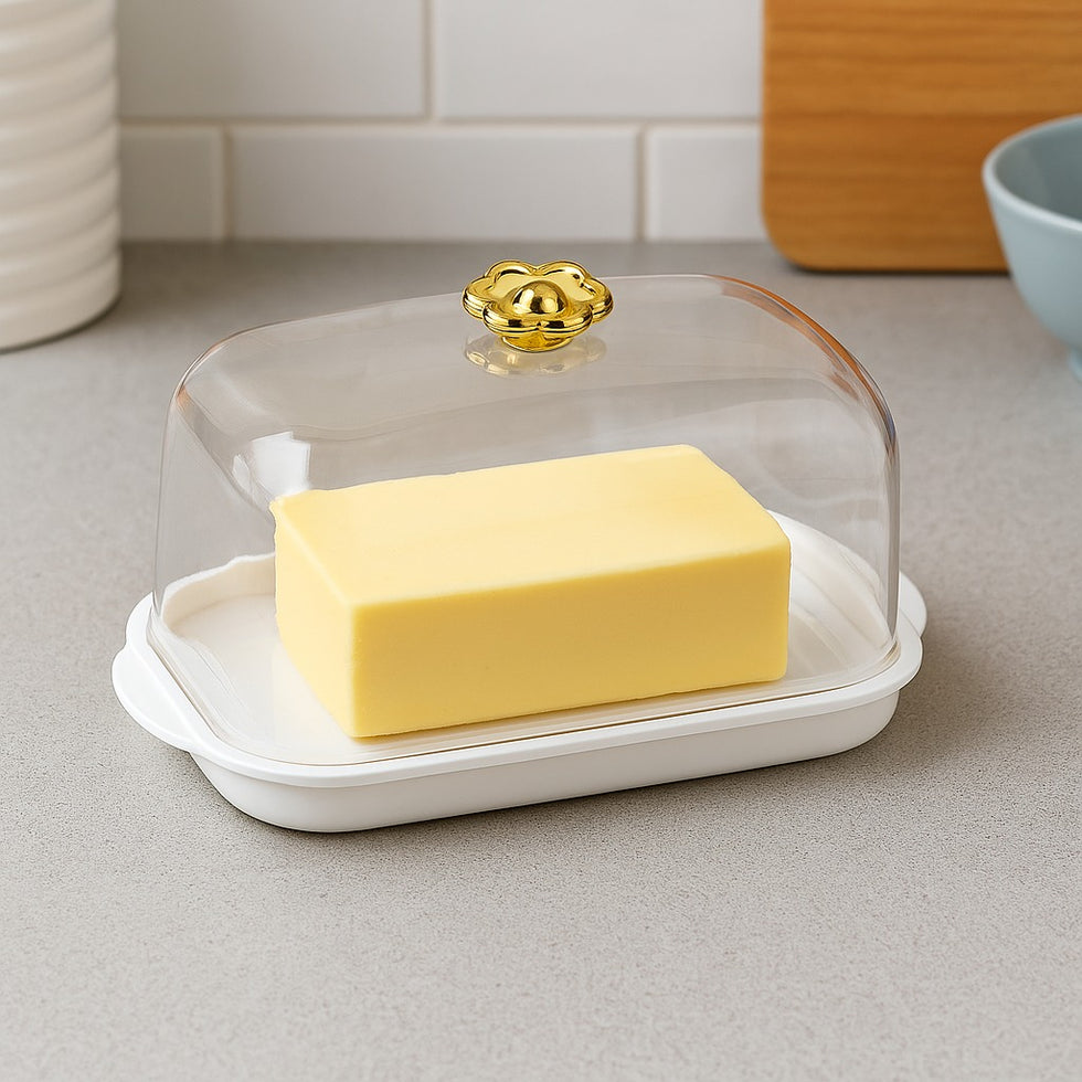 Clear Plastic Butter Dish with Integrated Butter Cutter – Kitchen Essential