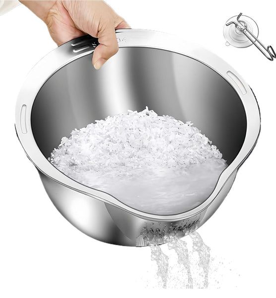 Premium Stainless Steel Mixing Bowl & Strainer Set – Professional Kitchen Essentials