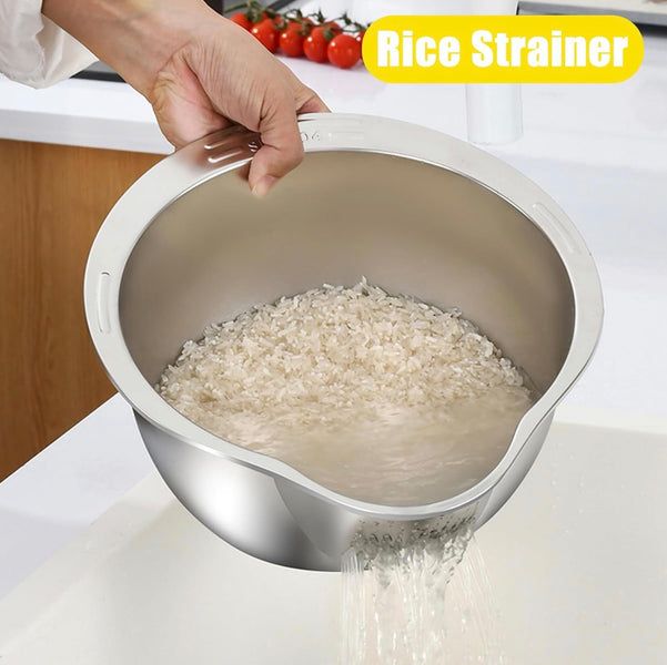 Premium Stainless Steel Mixing Bowl & Strainer Set – Professional Kitchen Essentials