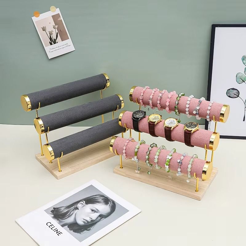 Premium Velvet Jewelry & Watch Display Stand – Tiered Bracelet Organizer (Random Color)