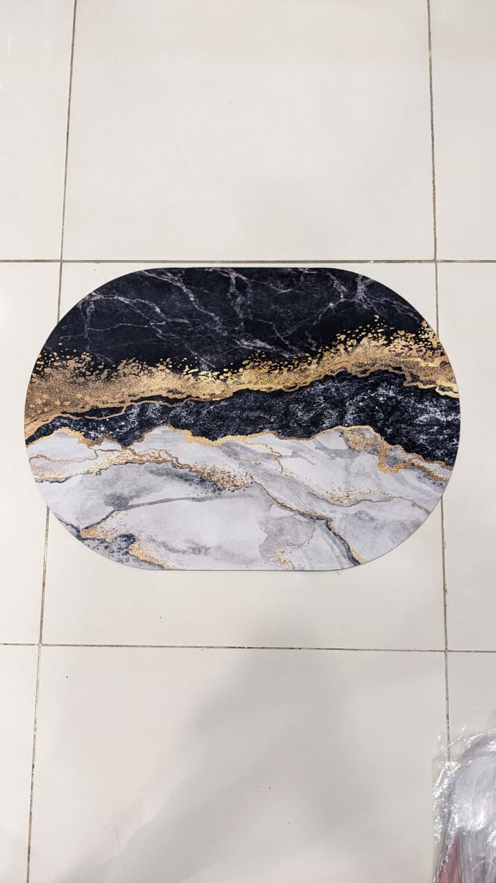 Luxury Oval Marble Pattern Bathroom Mat – Quick-Dry Super Absorbent Anti-Slip Rug