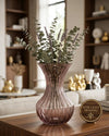 Elegant Ribbed Glass Vase & Aromatic Floral Bundle (13" x 6")