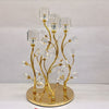 4-Cup Crystal & Gold Botanical Metal Candle Stand
