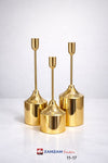 3-Piece Modern Chrome Golden Pillar Candle Stand Set