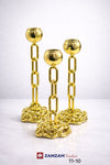 3-Piece Industrial Gold Chain Metal Candle Stand Set