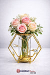 Hexagonal Gold Botanical Metal Vase & Candle Holder