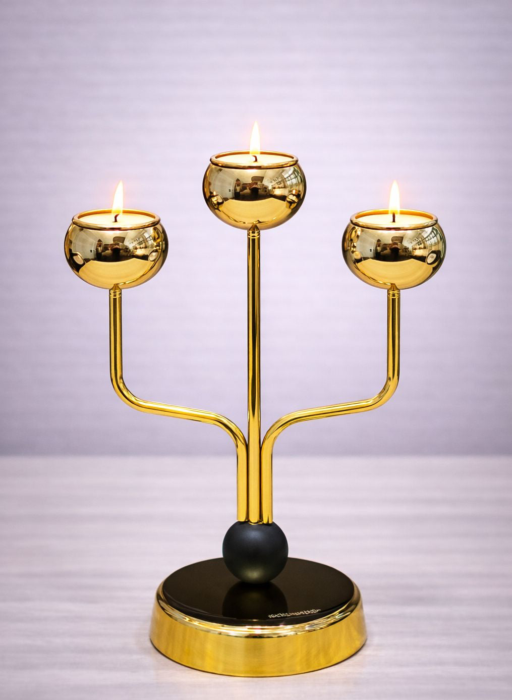 Contemporary 3-Cup Trident Metal Candle Stand
