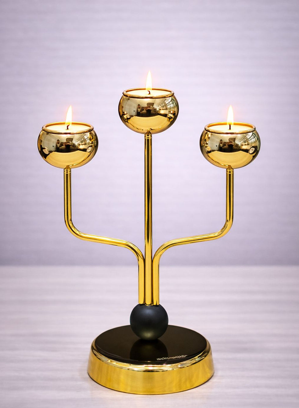 Contemporary 3-Cup Trident Metal Candle Stand