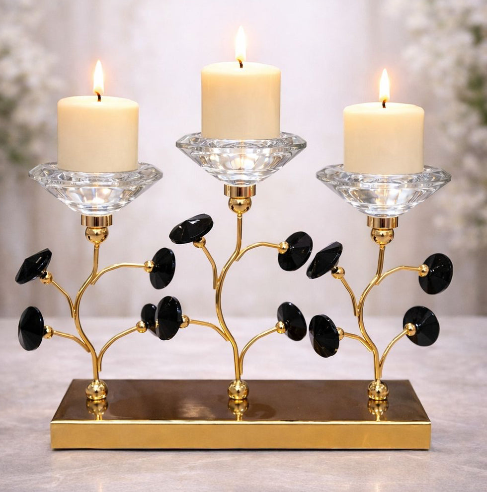 3-Piece Elegant Hammered Metal & Gold Votive Candle Stand Set